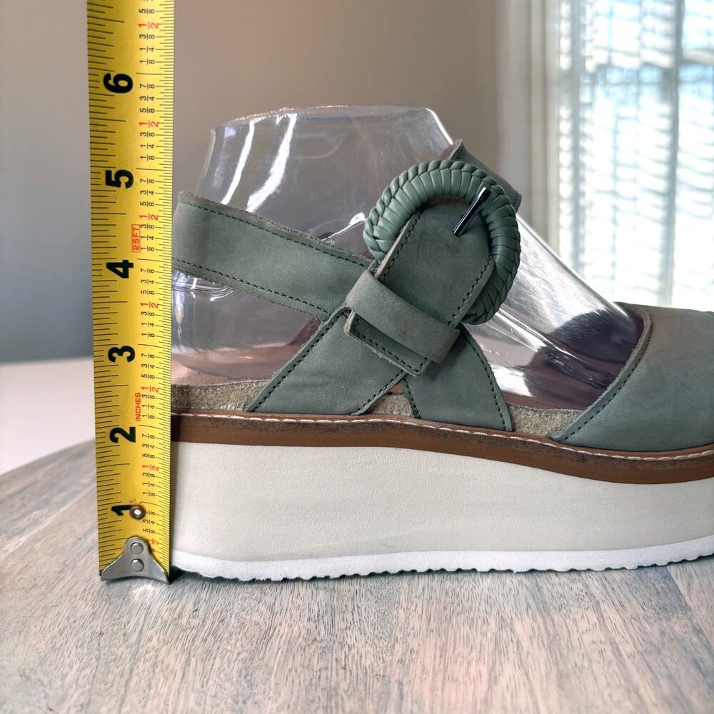 Naot Platform Wedge Sandals Green Nubuck Leather Slingback Women's Size 7 EU 38 - Picture 8 of 12
